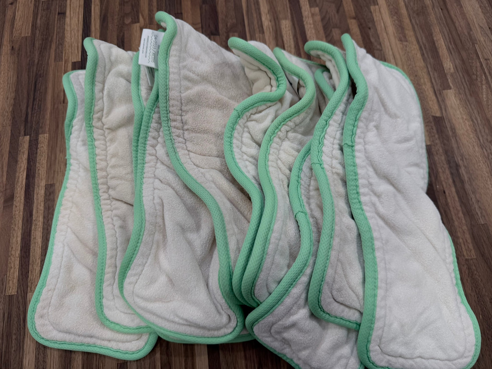 Kinder Cloth Diaper Insert - Lot Of 10 Green Hemp Cotton Bamboo Viscose